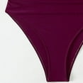 thumbnail image 4 of YueHuiYing Women Solid-Color V Neck One Piece Swimsuit Halter Backless Ruched Tummy Control Bathing Suit, 4 of 5