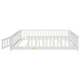 thumbnail image 6 of Full Floor Bed Frame for Kids Toddlers, Wood Low Floor Full Size Bed Frame with Fence Guardrail and Door,Floor Platform Bed for Living Room, Full Bed for Boys Girls, No Box Spring Needed, White, 6 of 7