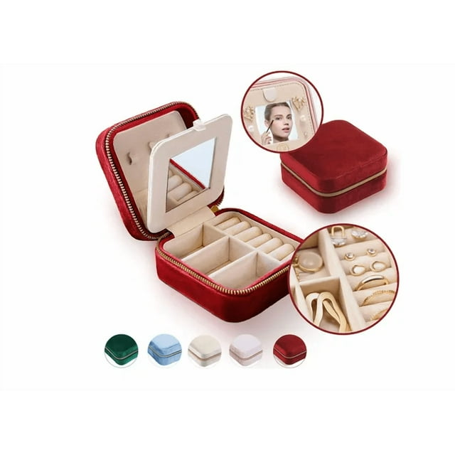 Joyeros Con Espejo Joyero Xtellar Rojo Organizador De Viaje Estuche De Joyería De Viaje Anillos