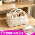 thumbnail image 5 of Desk Storage Organizer | Quilted Floral Fabric Storage Basket | Small Caddy Organizer for Office Desk, 5 X 5 X 4.5 in, 5 of 6