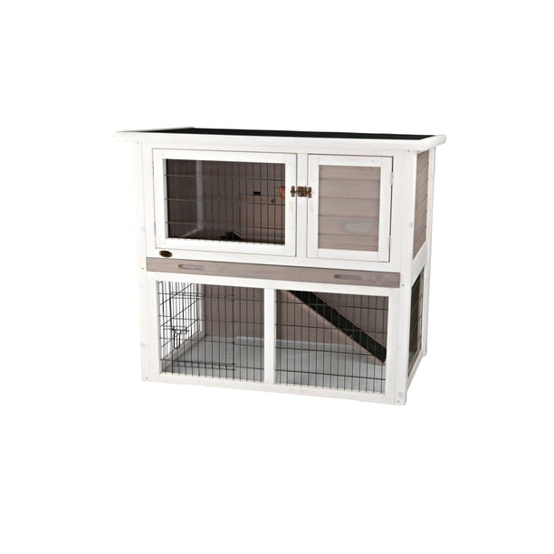 TRIXIE natura Weatherproof Backyard 2Story Medium Wooden Rabbit Hutch
