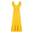 thumbnail image 4 of Edvintorg Women's Lace Up Long Dresses Fashion Sleeveless V Neck Summer Comfy Solid Casual Loose Beach Dress Vacation Outfits for Women 2025 Yellow XL, 4 of 7