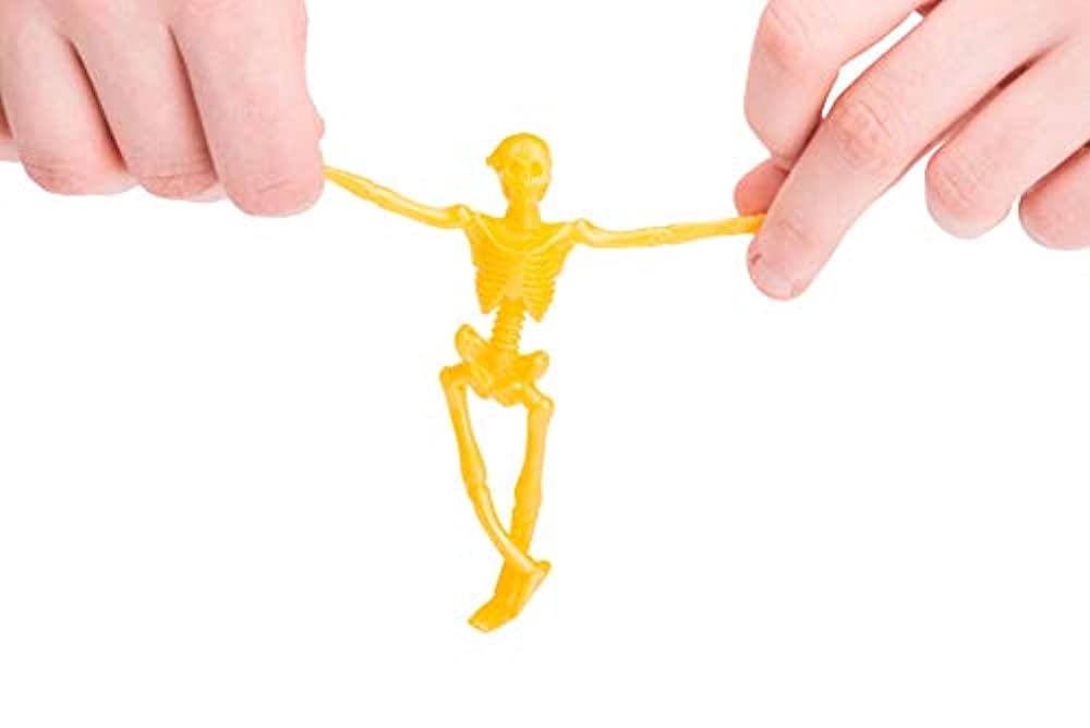 UpBrands 48 Stretchy Toys, Party Favors for Kids Halloween Skeletons, 12 Colors Bulk Set, Kit for Easter Egg Basket Stuffers, Goodie Bags, Pinata Filler, Small Toys Classroom Prizes