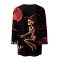 thumbnail image 6 of Womens Halloween Tops Ghost Bone Crew Neck Spooky Shirts Spider Moon 3/4 Sleeve Funny T Shirts, M, 6 of 7