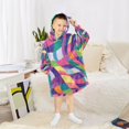 thumbnail image 6 of FORMRS Wearable Blanket Hoodie with Sleeves for Kids Cozy Flannel Sweatshirt, Colorful Wavy Pattern, 6 of 7