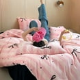 thumbnail image 3 of Pink Bow Comforter Set Queen Luxury Milk Fleece Bedding Set Cute Bowknot Bow Tie Girls Bed Set Dreamy Princess Style Bedroom Decor Aesthetic Soft Fluffy Velvet Feel Quilt 3 Pieces 1 Pink Comforter 2, 3 of 8