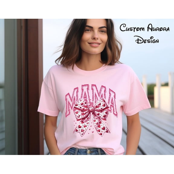 Mama Valentine's Day Shirt, Mom, Heart Coquette Bow, Retro Valentine Shirt, Valentines Day, Vintage Valentine, Mother's Day All Size S-5Xl