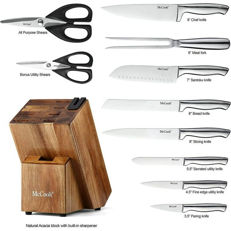 McCook MC23A 15Pieces Kitchen Knife Block Set Cutlery Knife Set
