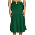 thumbnail image 1 of B91xZ Jupe Midi Rétro Élastique Taille Haute Effilochée A-Line Maxi en Denim, Vert m, 1 of 5