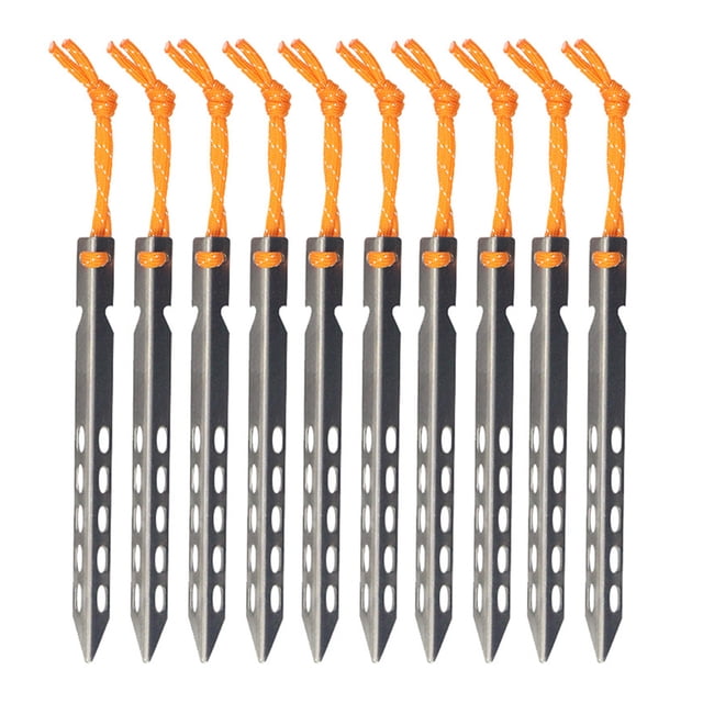 Ficarrico Tienda de campaña para exteriores, cortina de cielo, clavo de tierra, aleación de titanio, camping, playa, nieve, tienda de campaña, clavo, cinturón en forma de V, cuerda de 16 cm, para