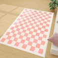 thumbnail image 5 of Area Rugs for Bedroom Living Room, 5' x 6.6' Ft Checkered Rug Retro Checkerboard Moroccan Rug Lightweight Outdoor Washable Carpet Rustic Decor for Living Room Bedroom Kitchen Patio(Pink/White), 5 of 9