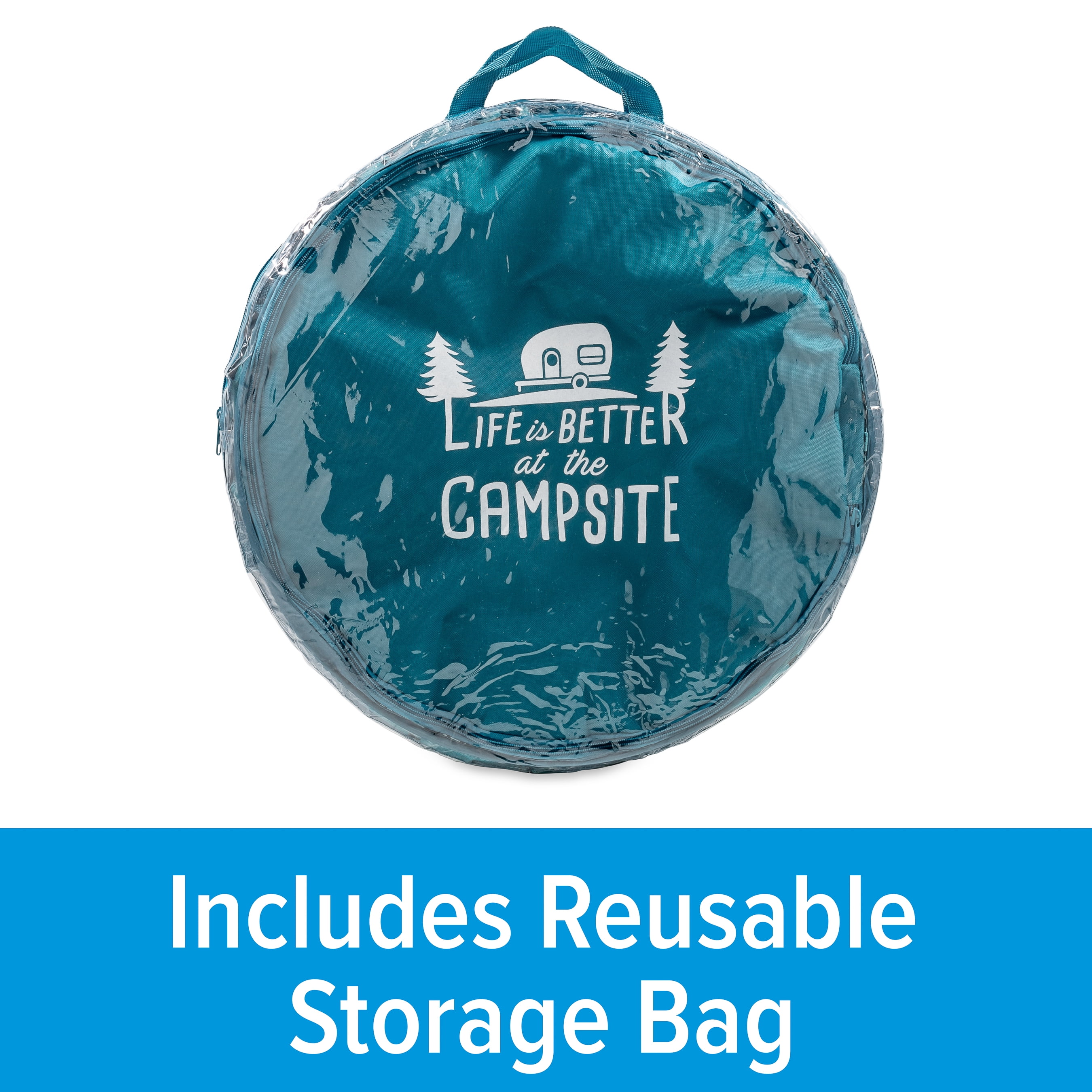 Camco Life is Better at the Campsite Pop-Up Container - Picnic Trash Can - 18 by 24-in, Teal (42987)