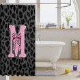 thumbnail image 3 of Manfei Leopard Print Monogram M Shower Curtain 72Wx72L,Cute Bow Bathroom Curtain,Light Gray, 3 of 5