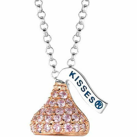Hershey's Kisses Women's CZ Sterling Silver Small Flat Back October Pendant, 16 with 2 Extension