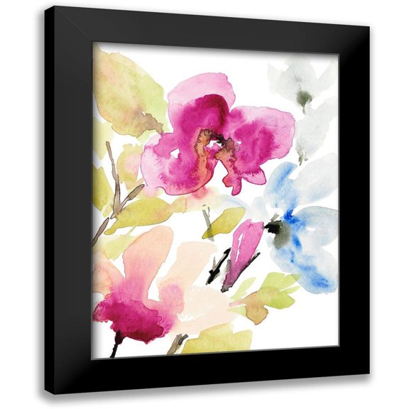 Loreth, Lanie 12x14 Black Modern Framed Museum Art Print Titled - Peaceful Florals II