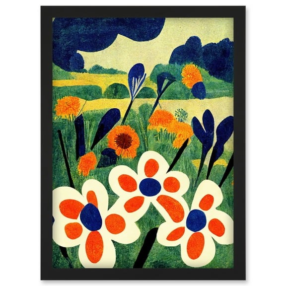 Henri Matisse Style Meadow Flowers Iris Artwork Framed Wall Art Print A4