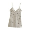 thumbnail image 3 of Vestido lencero elegante de corte A con escote bajo, ropa de club, falda con tirantes, vestido corto Beige, 3 of 9
