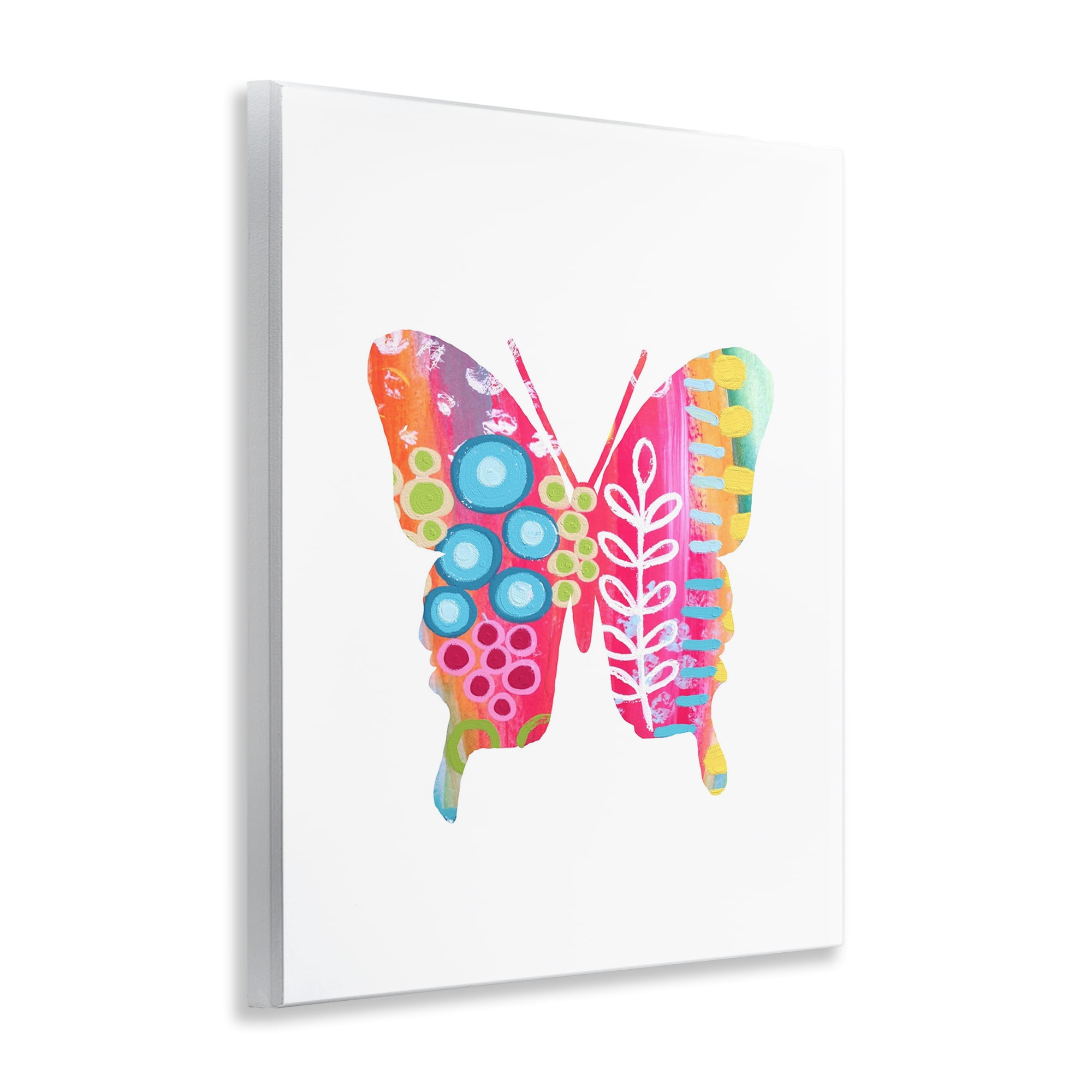 Stupell Industries Pink Florals Butterfly Animals & Insects Painting Unframed Art Print Wall Art, 11 x 14