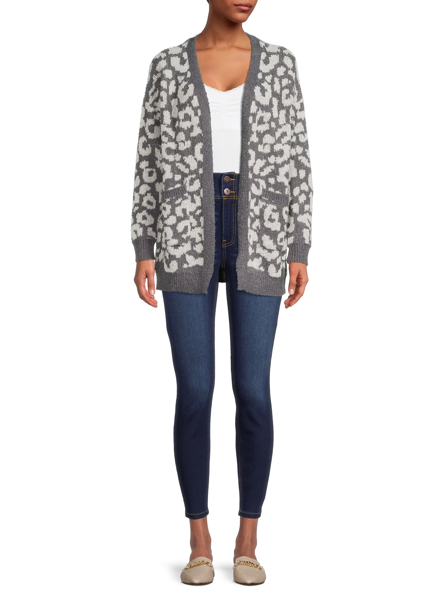 Dreamers by Debut Women s Open Front Print Cardigan Sweater