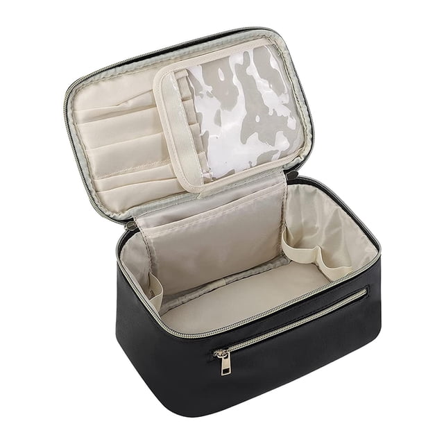 Bolsa de maquillaje de viaje Fernando cuero PU negro