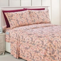 Elegant Comfort Bed Sheets Paisley Pattern - 1500 Series Hotel Quality Microfiber Softness Wrinkle and Fade Resistant (6-Piece) Bedding Set, California King, Paisley Coral