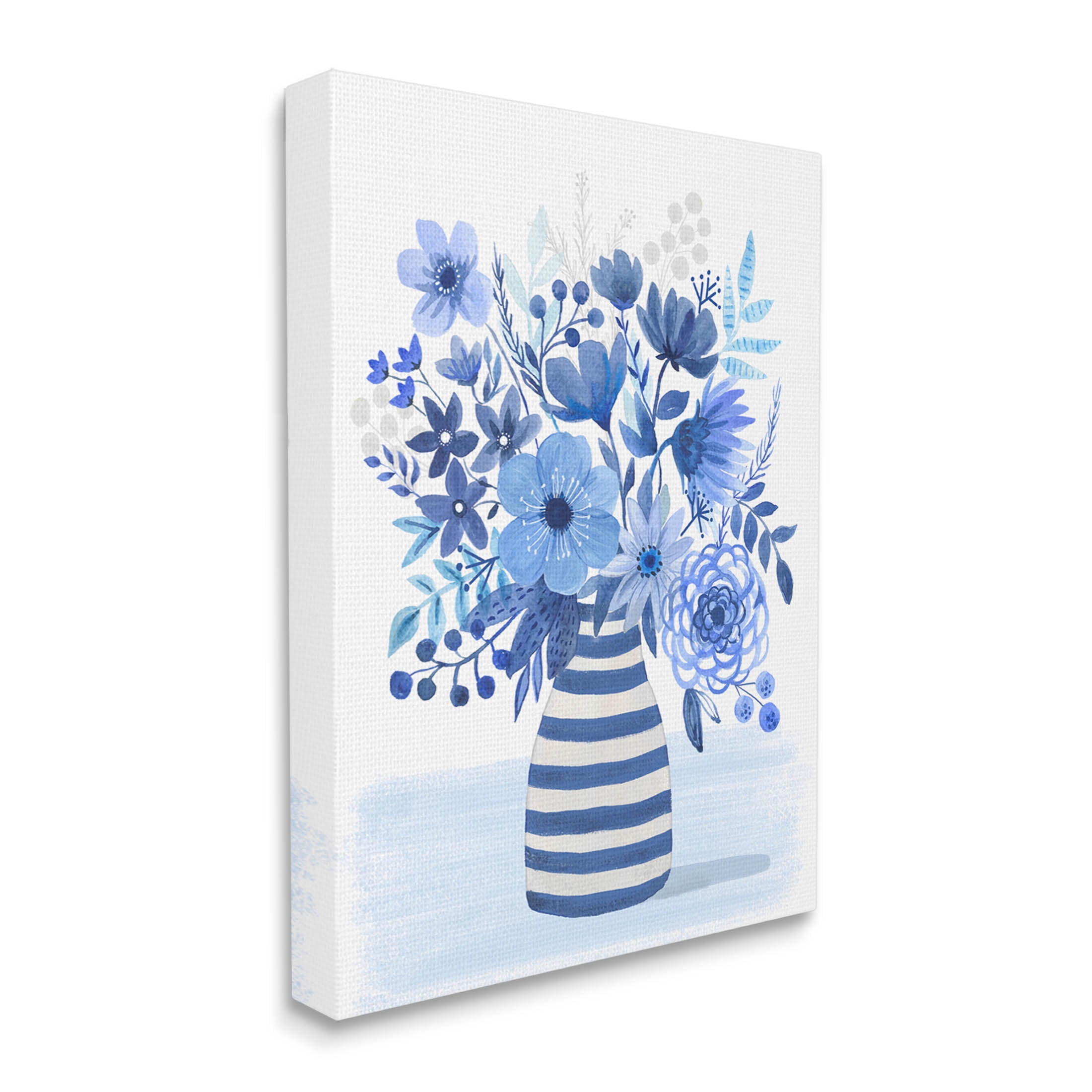 Blue Mixed Flower Bouquet Botanical & Floral Graphic Art Gallery Wrapped Canvas Print Wall Art