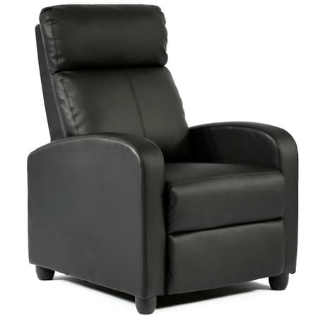 Modern Home Theater Recliner in Faux Black (Best Leather Recliner Brands)