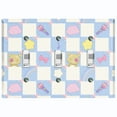 thumbnail image 1 of Metal Light Switch Wall Plate Outlet Cover (Blue White Toy Chest Crate Box Star Check Pattern - Triple Toggle), 1 of 2