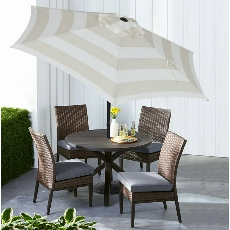 7 1 2 ft push up patio umbrella in tan Mainstays Outdoor 7.5' Tan Stripe Round Market Patio Umbrella, Push-Up and 3-Angle Tilt