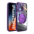 thumbnail image 2 of Allytechgroup iPhone 13 Pro Case with Tempered Glass Lens Protector, Ring Holder Kickstand Shockproof Protection Scratch Resistant Anti-Yellow Clear Back Case Cover for Apple iPhone 13 Pro, Darkpurple, 2 of 9