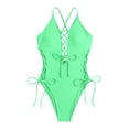 thumbnail image 3 of Lace Up 1 Piece Swimsuit V Neck Bathing Bikini Woman Woman Transparent Bikini Black Bikini Set -Bikini Flat Bikini Gold Bikini Plus Size Bikini Top High -Cellulite Shorts Ruffle Bandeau Bikini Women's, 3 of 4