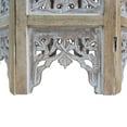 thumbnail image 4 of Accent Side Table- 24 Inch Round Top- Mango Wood Floral Cut Out Carved Motifs, 4 of 7