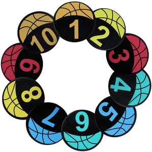10 PCS Marqueurs de points de basketball, marqueurs multicolores pour l'entraînement sportif antidérapant, 9 Marqueurs d'entraînement de basketball inches, ronds à plat avec nombre de points pour l'enseignement & Formation