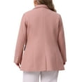 thumbnail image 3 of Agnes Orinda Women's Plus Size Coat Notch Double-Breasted Lapel Jacket Outwear Word Casual Coats with Pockets 1X Pink, 3 of 6