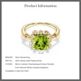 thumbnail image 6 of Gem Stone King 2.60 Ct Cushion Checkerboard Green Peridot White Created Sapphire 18K Yellow Gold Plated Silver Ring, 6 of 6