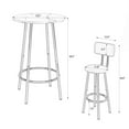 thumbnail image 7 of PAPROOS Bar Table Set for 2, Wood Double Layer Round Bar Table and Chairs Set, Industrial Counter Height Pub Table with 2 Upholstered Stools, Metal Frame, White and Gold, 7 of 7