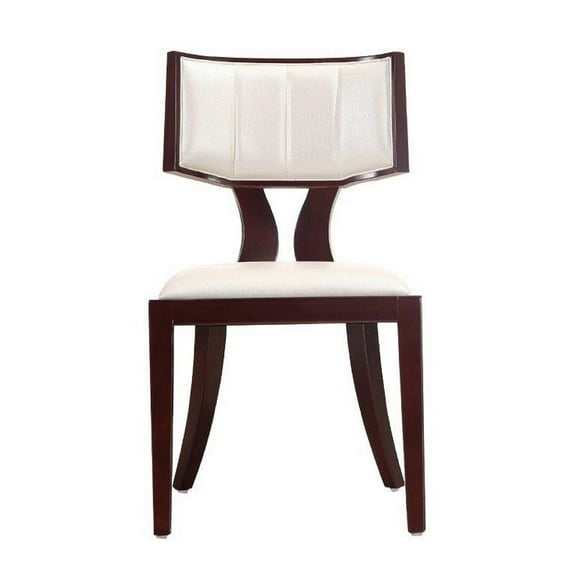 Manhattan Comfort Pulitze 18.1" Faux Leather Dining Chair in White (Set of 2)