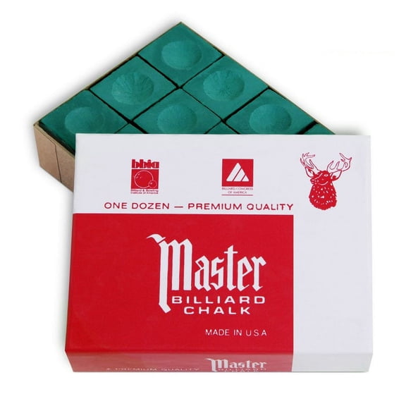 Master Billiard Premium Pool Cue Chalk - 1 Dozen - Made in the USA - Forest