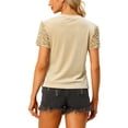 thumbnail image 3 of INSPIRE CHIC Haut en Velours à Paillettes pour Femmes Col Rond Manches Courtes Blouse de Soirée m Or, 3 of 7