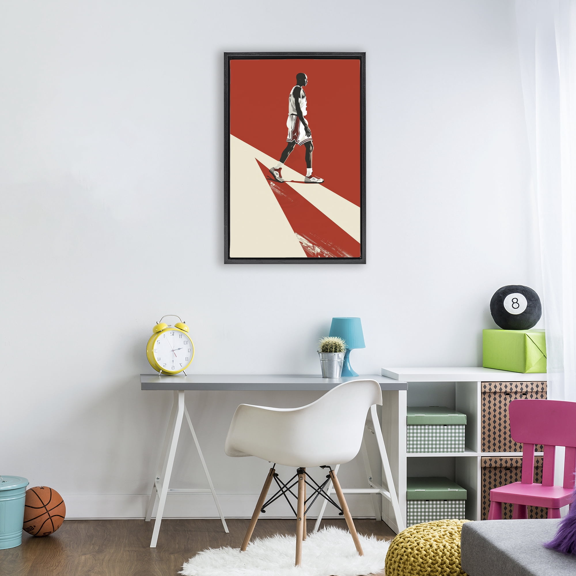 Stupell Industries Retro Basketball Legend Black Framed Floater Canvas Wall Art, design by Ray Powers