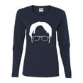 thumbnail image 2 of Wild Bobby, Office Dwight Glasses Face Silhouette Funny Schrute, Pop Culture, Women Graphic Long Sleeve Tee, Navy, Large, 2 of 4
