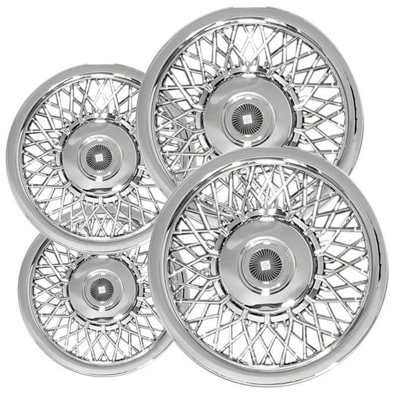 Fuel Rider Set of 4 Semi-Universal 15 inch Chrome Snap-On Hubcaps With WIre Spoke