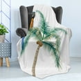 thumbnail image 4 of Parrot Soft Flannel Fleece Throw Blanket, Big Parrot Sitting on Coconut Tree Talkative Character of Exotic Design, Cozy Plush for Indoor and Outdoor Use, 70" x 90", White Brown Green, by Ambesonne, 4 of 5
