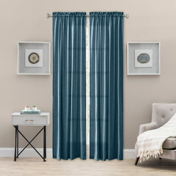 Ellis Curtain Portland Crushed Taffeta Rod Pocket Tailored Panel - 48x63", Blue