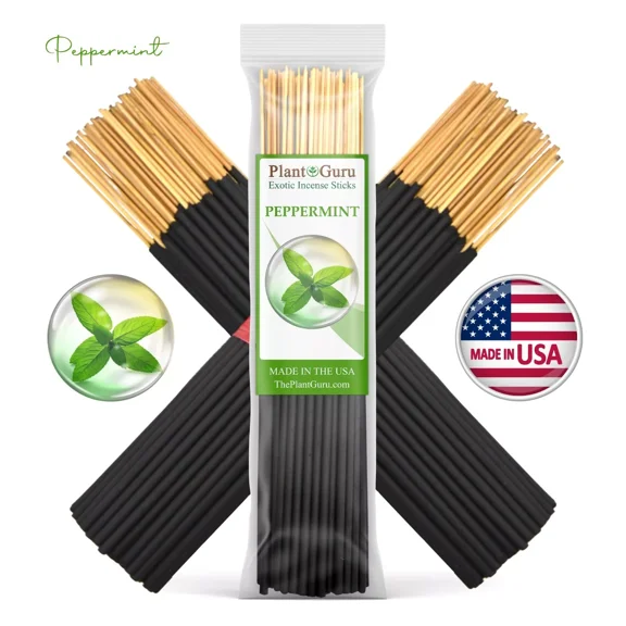 Peppermint Exotic Incense Sticks 7 Inch - Bulk 1 Bundle 85 to 100 Sticks - Natural 7" Long Lasting Aroma That Burns for 30 to 45 Minutes.