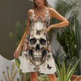 thumbnail image 3 of Gothic Skull Lover Women's Summer Dresses 2025 Beach Casual Sleeveless Floral Print Tank Loose Sundress, 3 of 8