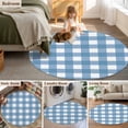 thumbnail image 5 of Blue White Plaid Round Area Rug 4 FT, Non Slip Indoor Outdoor Rug, Gradient Geometric Buffalo Checkered Washable Soft Circular Carpet Non-Shedding Floor Mat for Coffee Table Nursery Foyer Balcony, 5 of 8