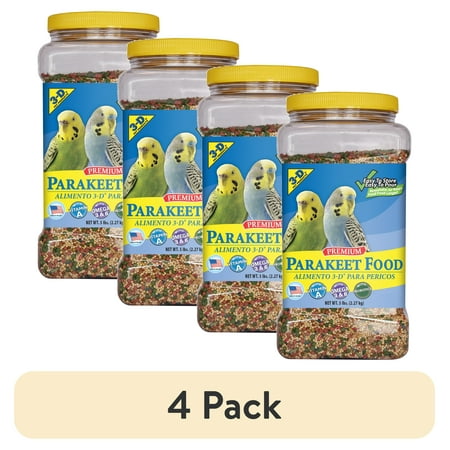 (4 pack) 3-D Pet Products Premium Parakeet Food, 5.0 lb. Stay Fresh Jar
