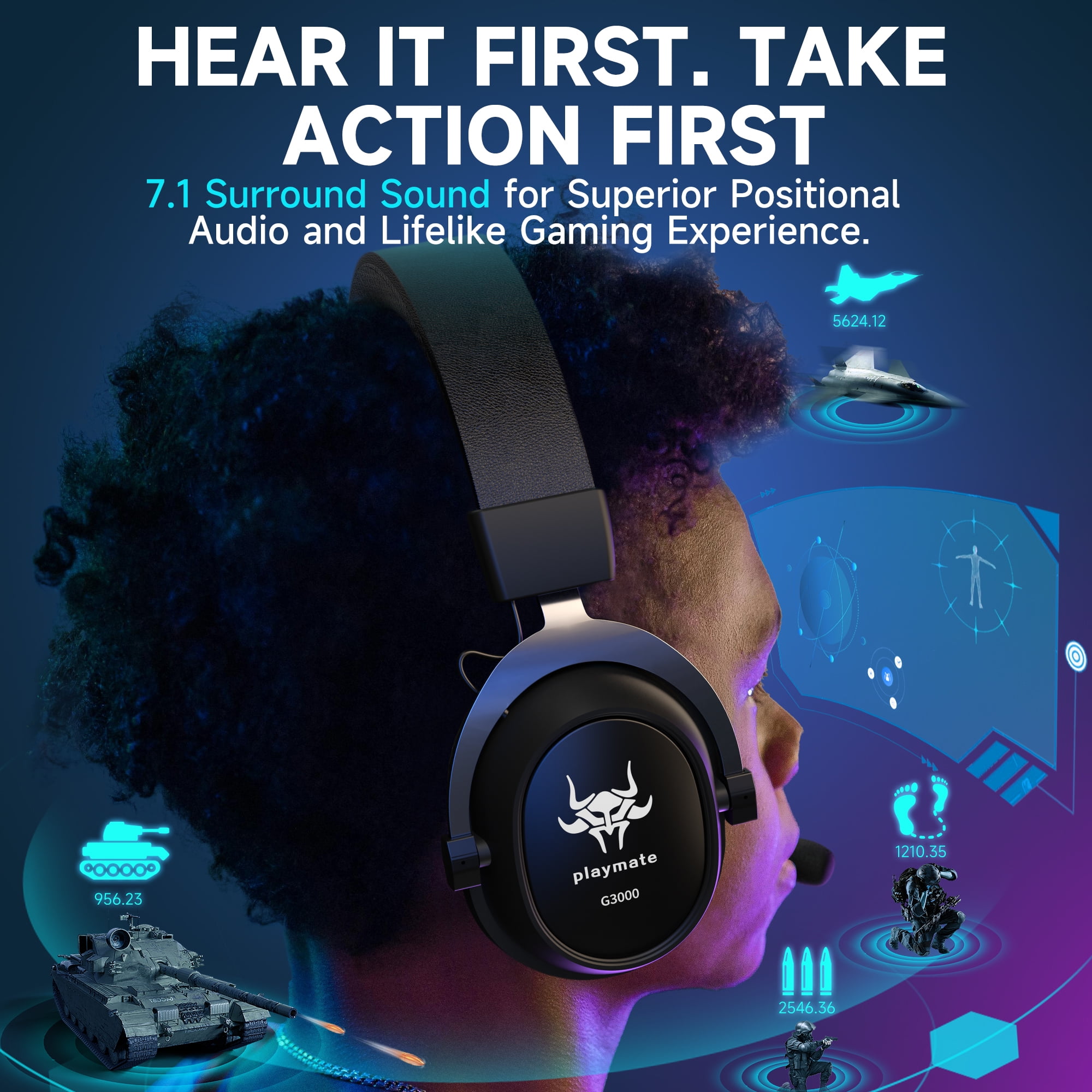 Free Shipping UHM Wireless Gaming Headset for PC PS4 PS5 Nintendo Switch Over Ear 2.4G Bluetooth Gaming Headphones with Detachable Noise Canceling Microphone Stereo Sound Lightweight One button Contro...