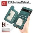 thumbnail image 4 of Dteck for Google Pixel 6a Case Wallet with Card Holder,Ring Stand,Wrist Strap,RFID-Blocking PU Leather Protective Magnetic Flip Cover, Green, 4 of 10